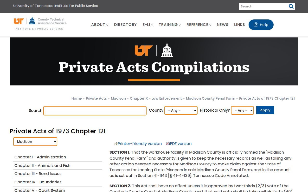 Madison County Penal Farm release records private act