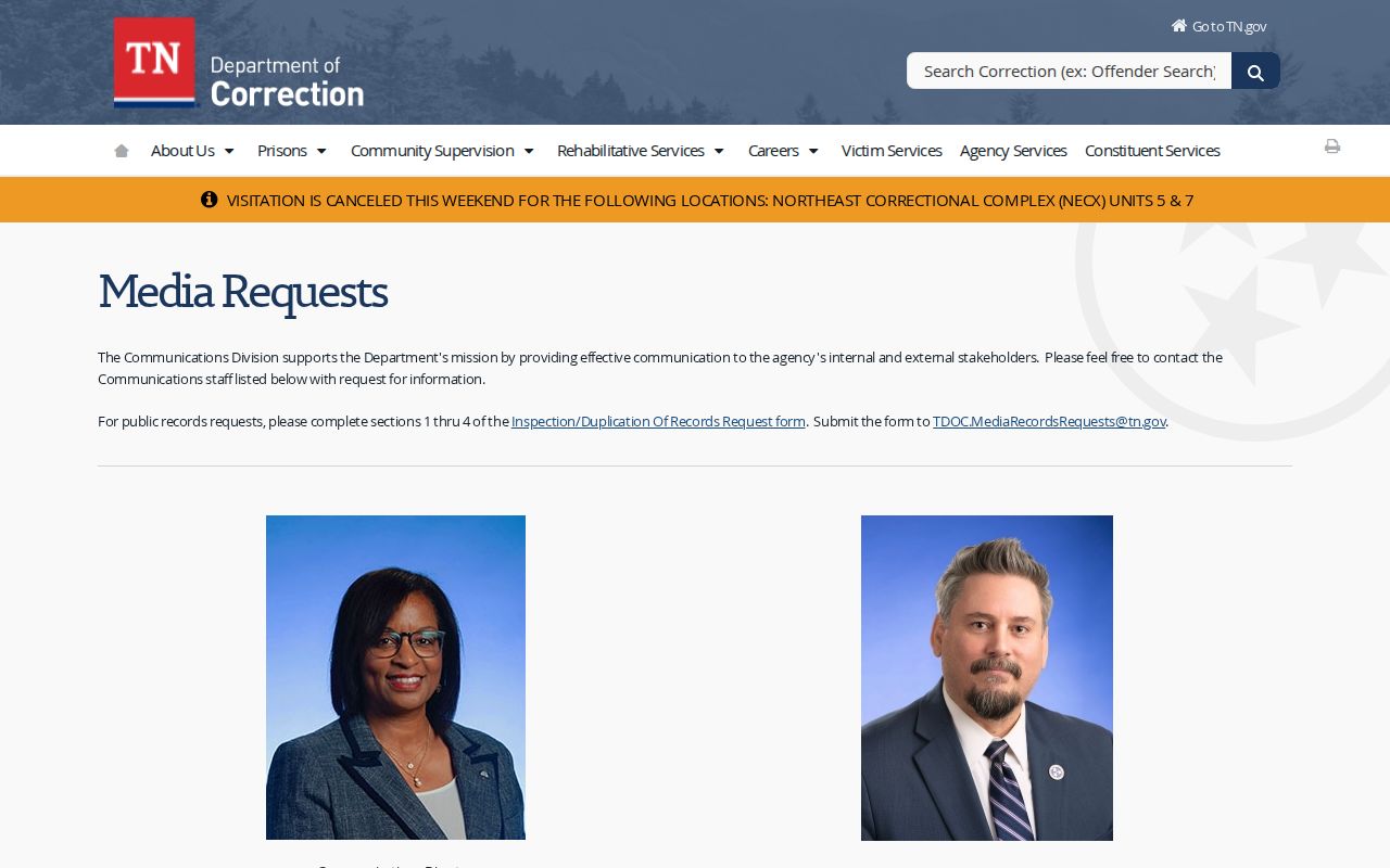Tennessee Department of Correction records route for Madison County release photos