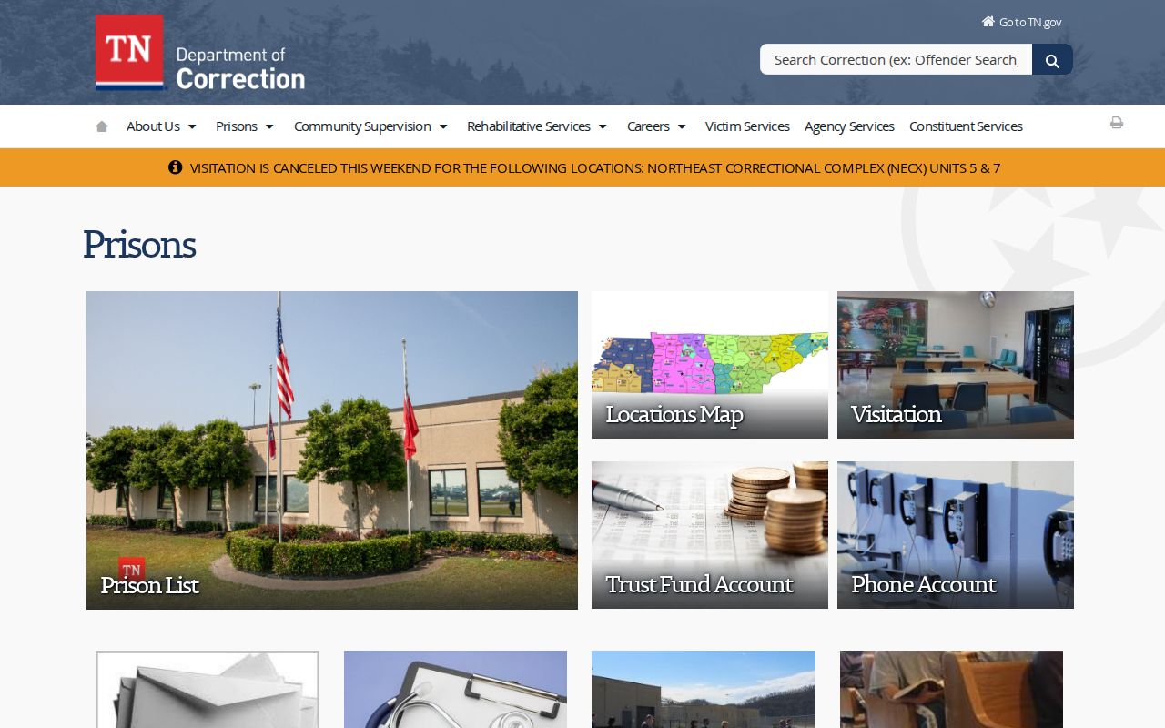 Tennessee Department of Correction Madison County release prison directory